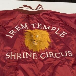 Vintage WestArk Irem Temple Shrine Circus Satin Varsity Jacket Maroon Mens L USA